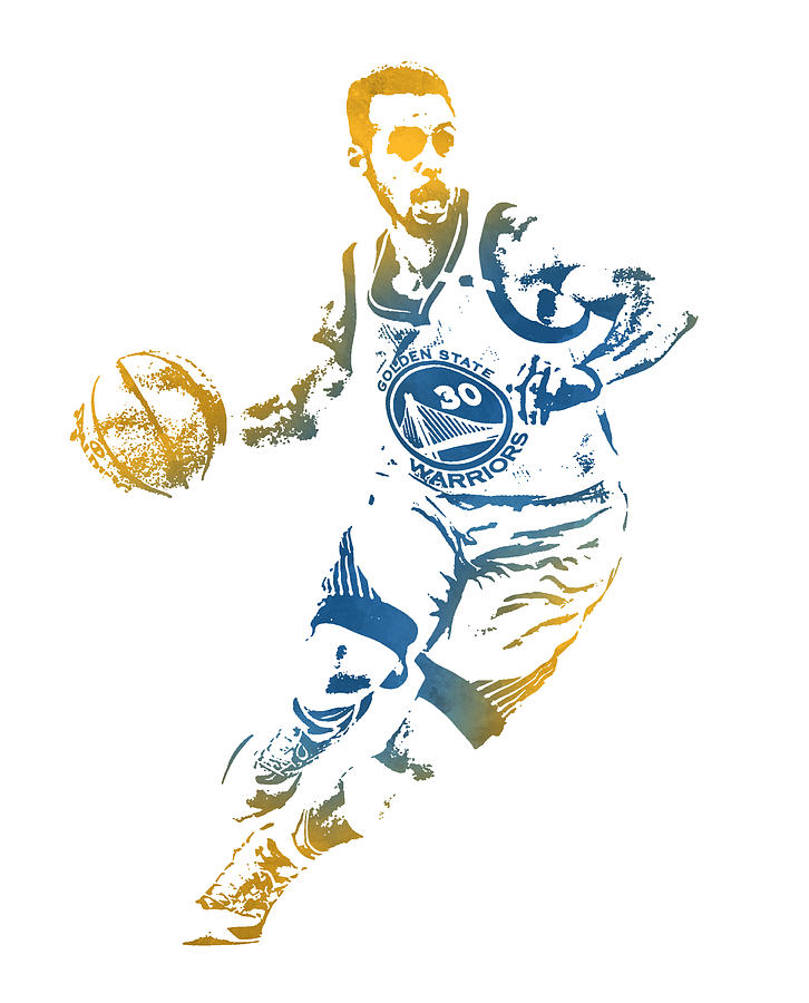 Stephen Curry Golden State Warriors Watercolor Strokes Pixel Art 200 Sticker  by Joe Hamilton - Pixels