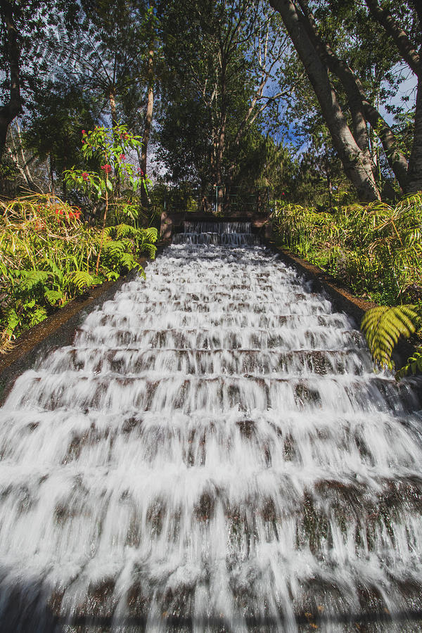 Stepped artificial waterfall in the capital city of Funchal, Madeira Photograph by Vaclav Sonnek
