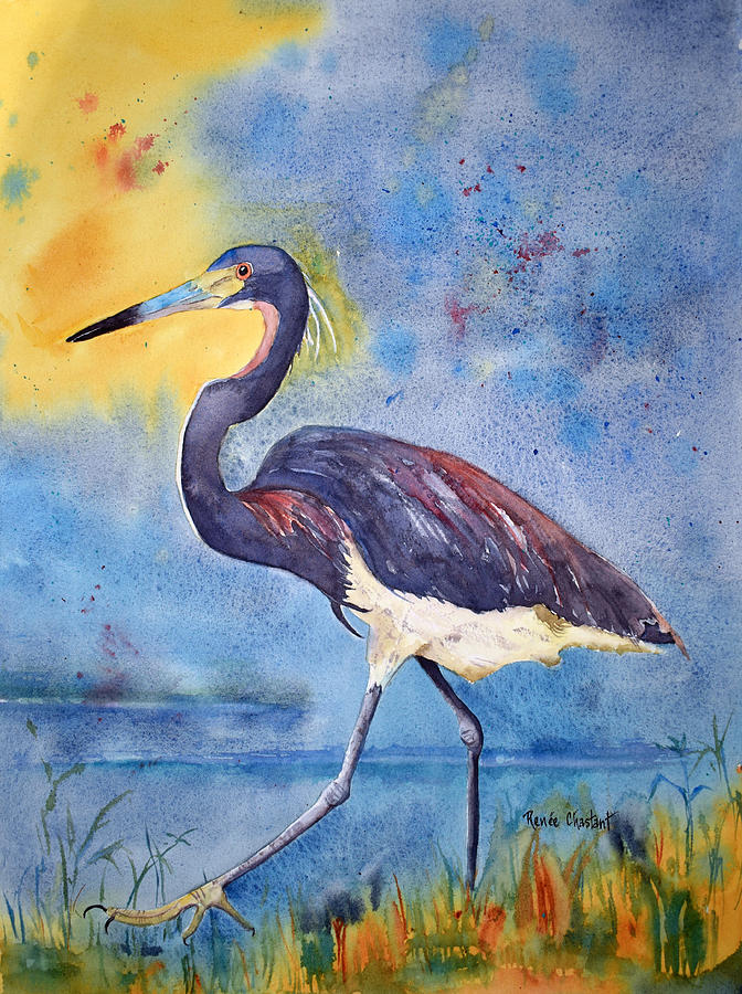 Heron Painting - Stepping Out by Renee Chastant