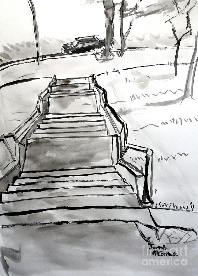 Steps Down Drawing by James McCormack
