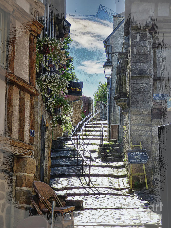 Steps in St Goustan Brittany Photograph by Lynn Bolt