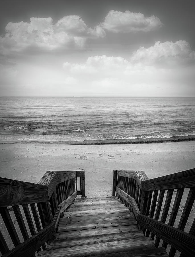 Steps to an Island Attitude Black and White Photograph by Debra and Dave Vanderlaan