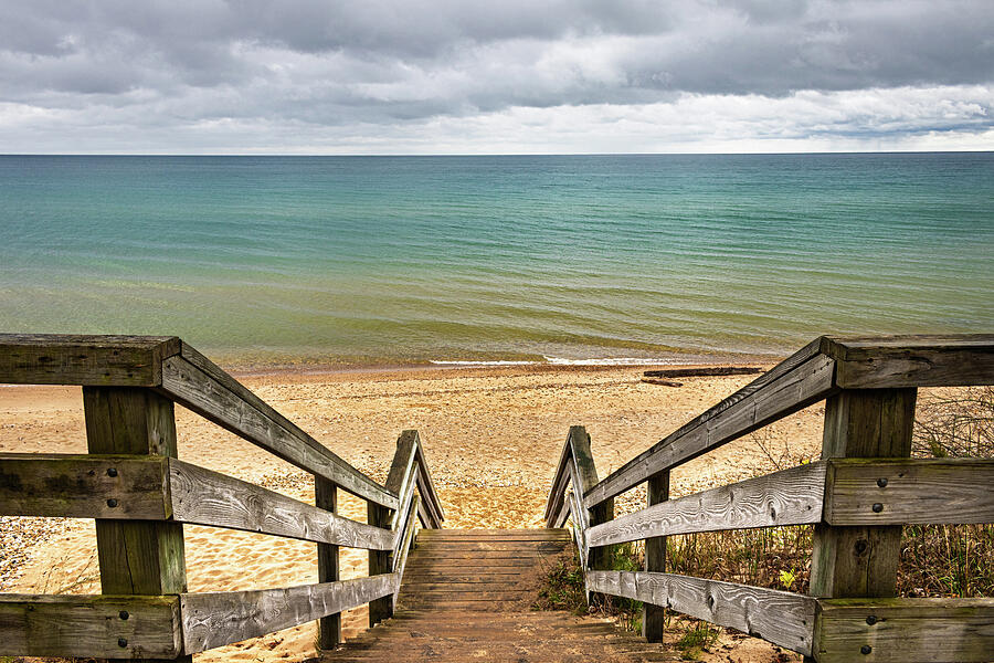 Steps to Lake Michigan Horizon Photograph by Brigitte Blanchette Thompson Steps to Lake Michigan Horizon Photograph by Brigitte Blanchette Thompson