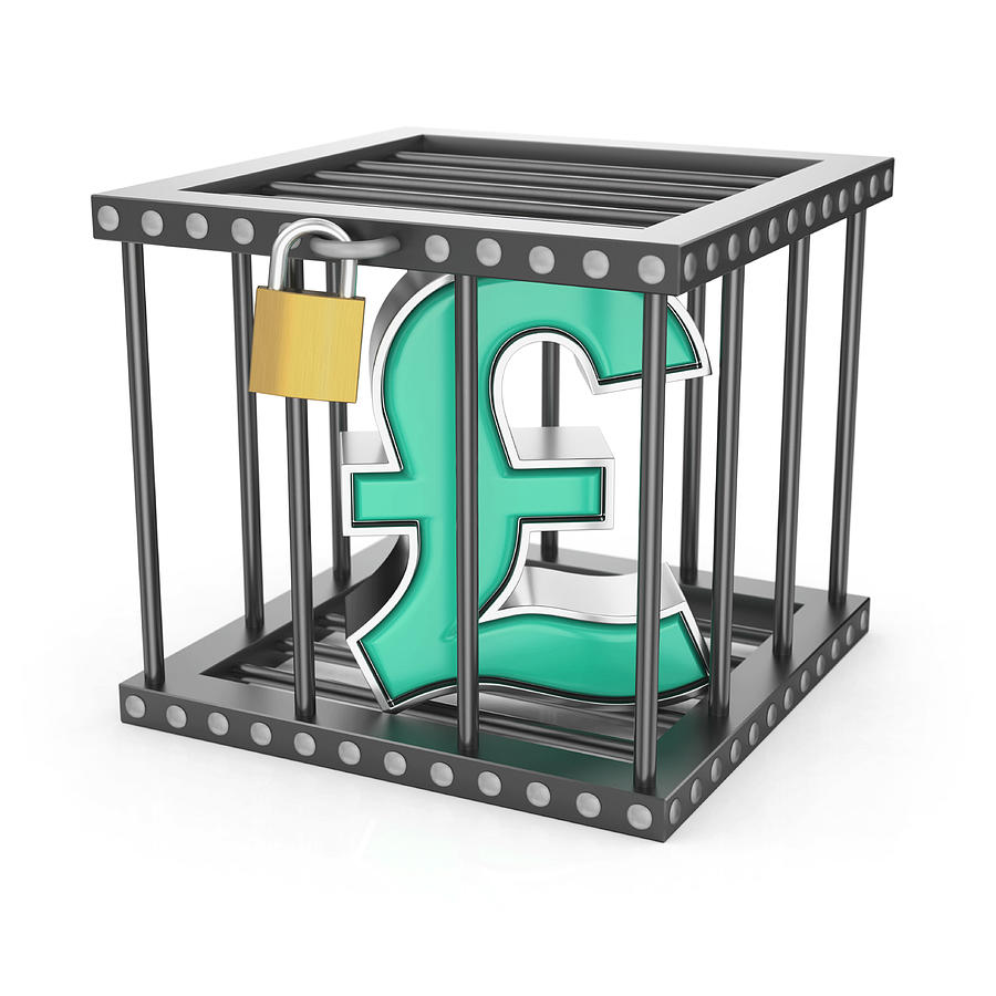 Sterling pound symbol locked inside a steel cage Photograph by I Like That One