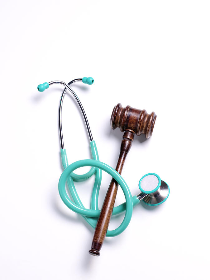 Stethoscope and gavel. Photograph by Peter Dazeley