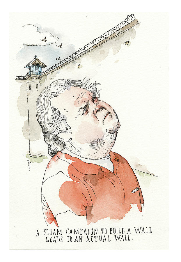 Steve Bannon Gets His Wall Painting by Barry Blitt