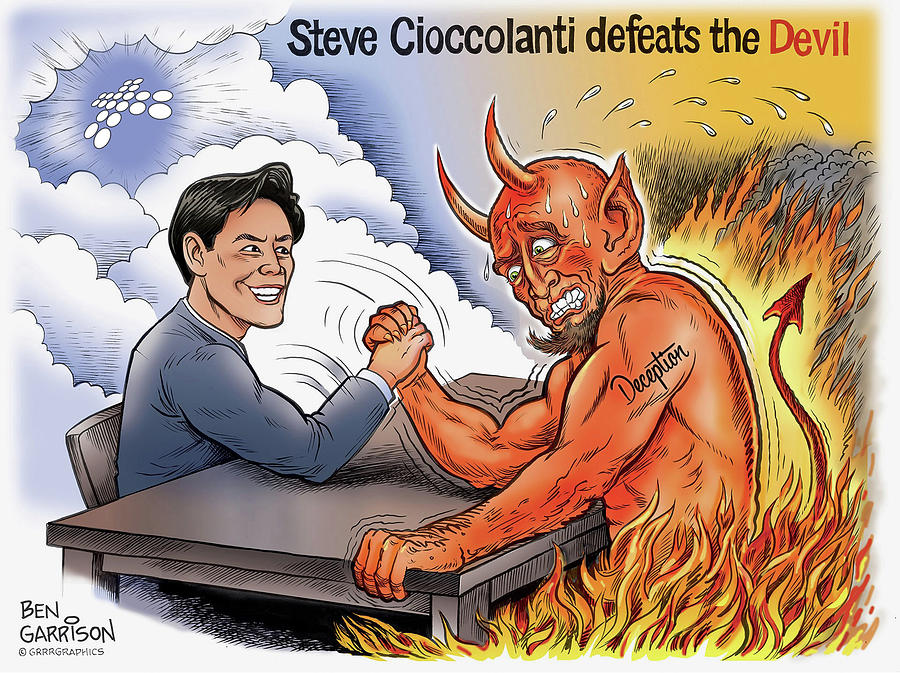 Steve Cioccolanti Defeats the Devil Drawing by Ben Garrison