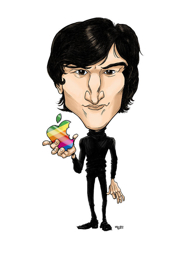 Steve Jobs, 1970s in color Drawing by Mike Scott
