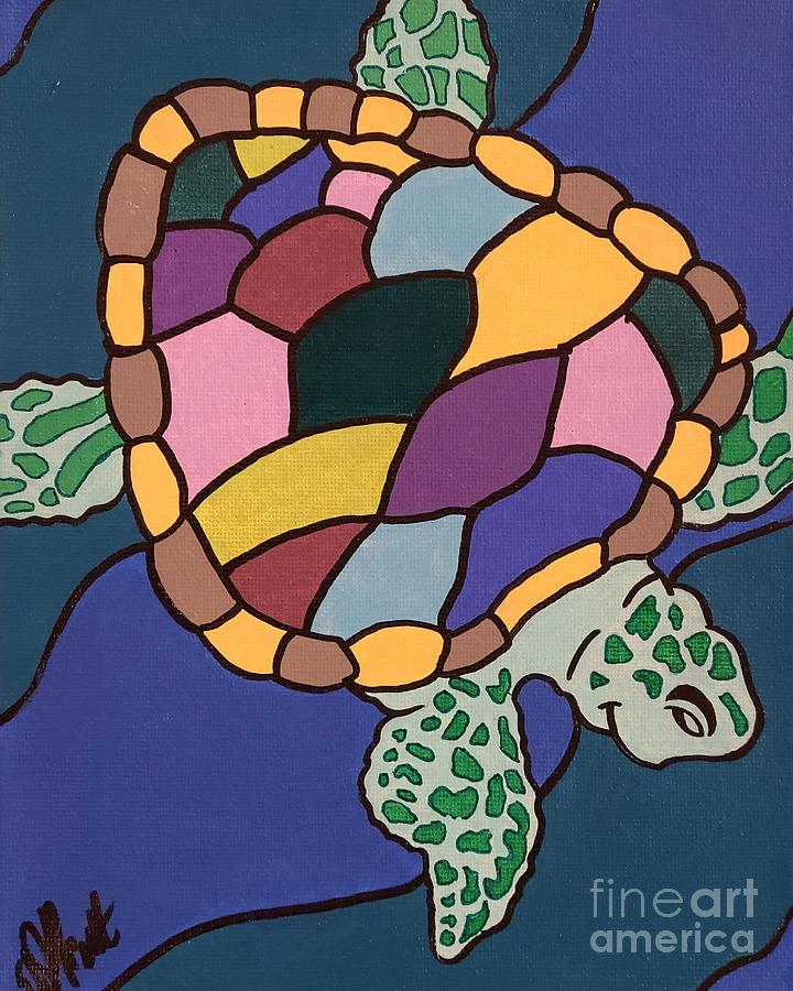 Steve The Sea Turtle Painting by Elena Pratt