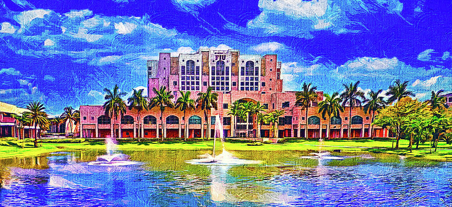 Steven and Dorothea Green Library of the Florida International University - impressionist painting Digital Art by Nicko Prints