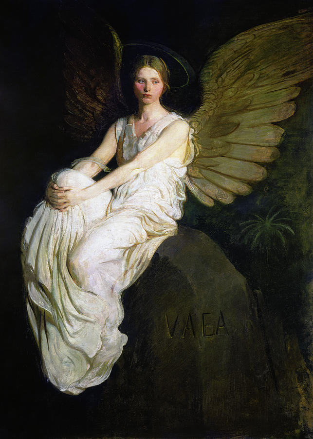 Stevenson Memorial Female Angel  Painting by Abbott Handerson Thayer