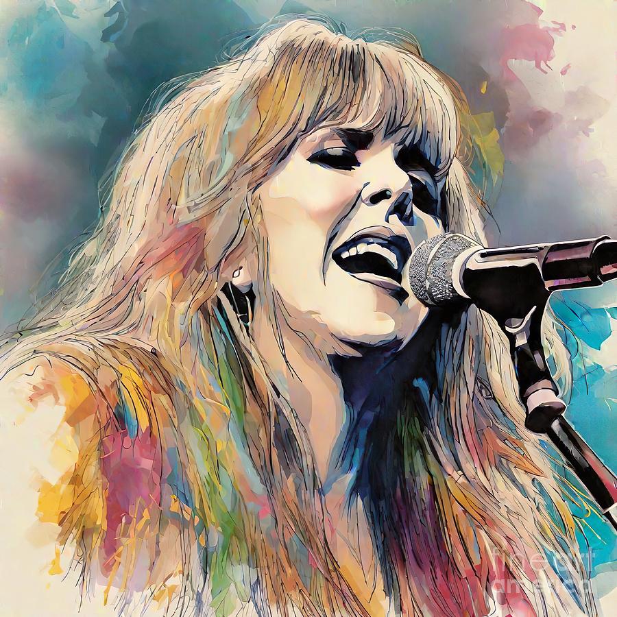 Stevie Nicks singing Digital Art by Movie World Posters