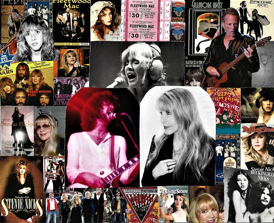 Collage Painting - Stevie Nicks with Fleetwood Mac Collage 1 by Doug Siegel
