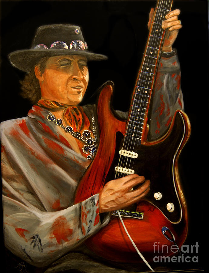 Stevie Ray Vaughn Painting by Nancy Bradley