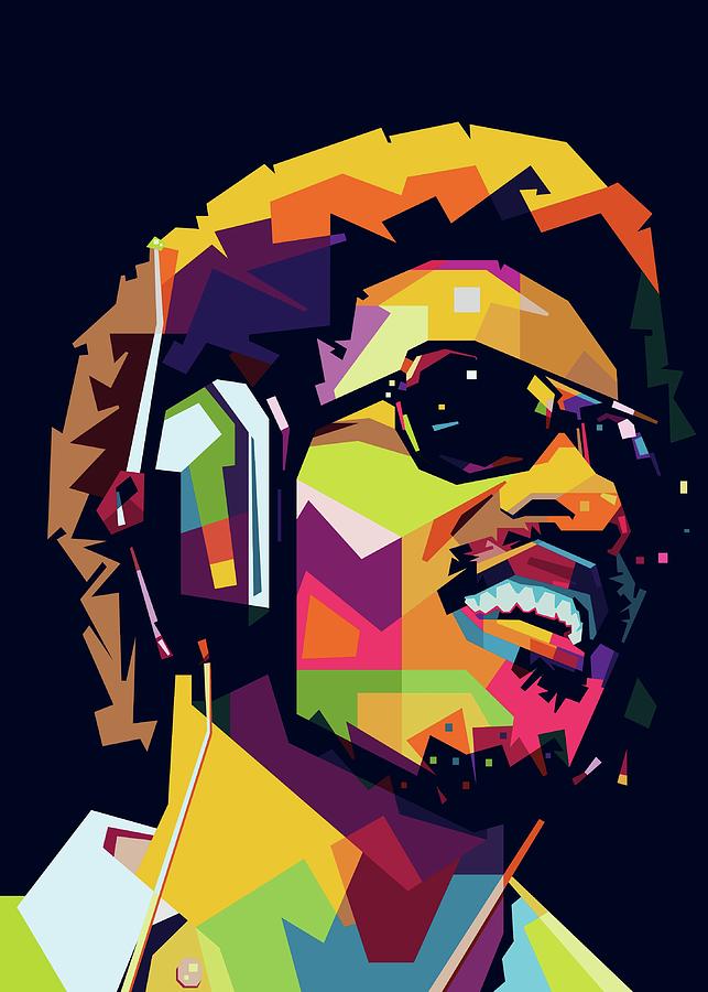 Celebrity Digital Art - Stevie Wonder in Pop Art WPAP Style by Yusuf Dedi Wijaya