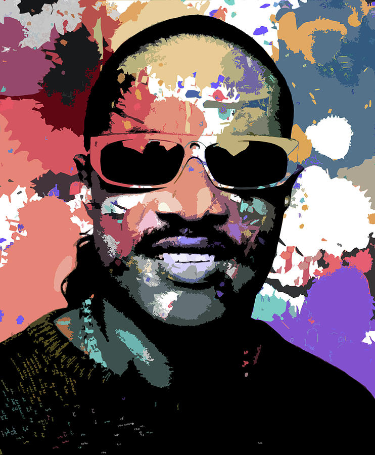 Stevie Wonder psychedelic portrait Digital Art by Movie World Posters