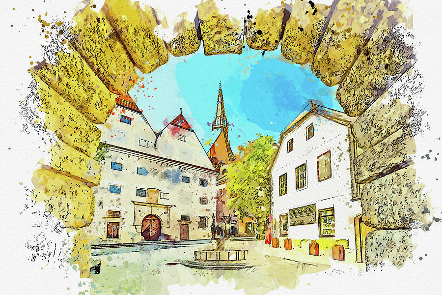 Steyr Stadt Upper Austria Austria ca by Ahmet Asar Asar Studios  Painting by Celestial Images