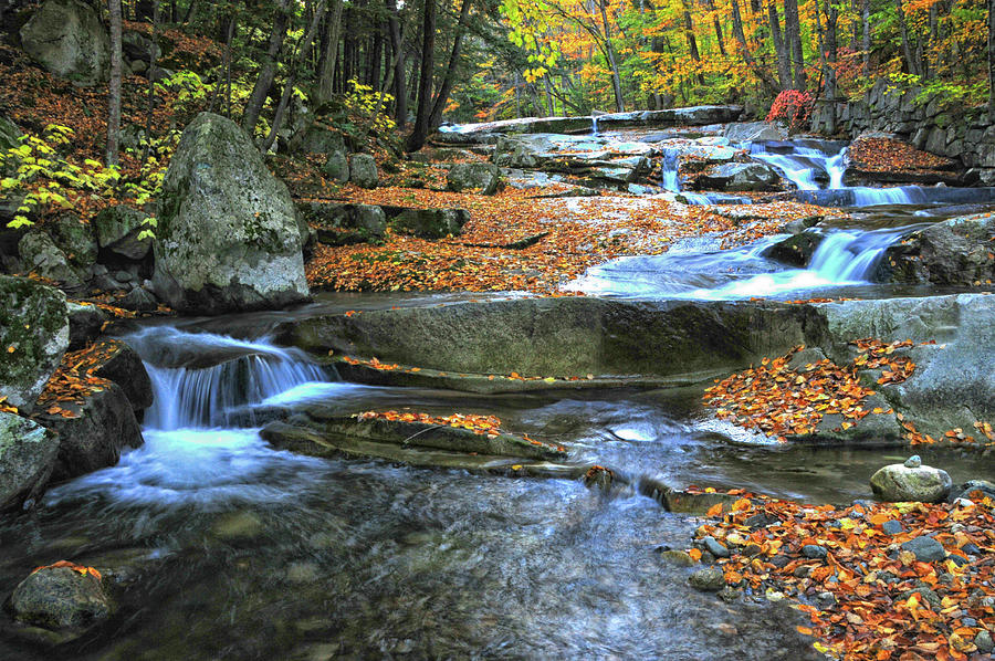 Stickney Brook Falls in Autumn Photograph by Mike Martin