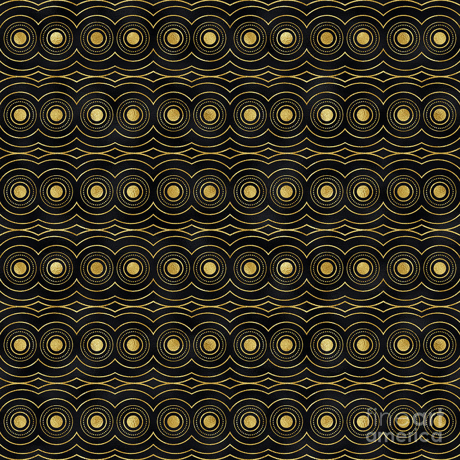 Stilana - Gold Black Art Deco Seamless Pattern Digital Art by Sambel Pedes