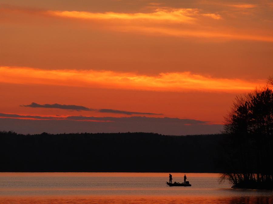 Still Fishin' - Lake Auburn Sunset Photograph By Dave Grimmel - Fine 