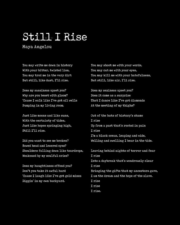 Still I Rise - Maya Angelou - Literature - Typewriter Print 2 Digital Art by Studio Grafiikka