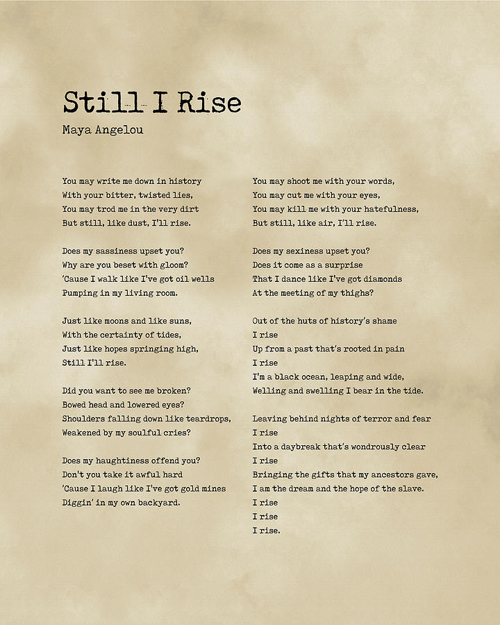 Still I Rise - Maya Angelou - Literature - Typewriter Print 3 Digital Art by Studio Grafiikka
