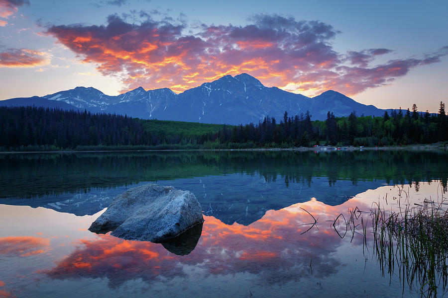 Sunset at Patricia Lake, Jasper, Alberta Photograph by Rick Deacon