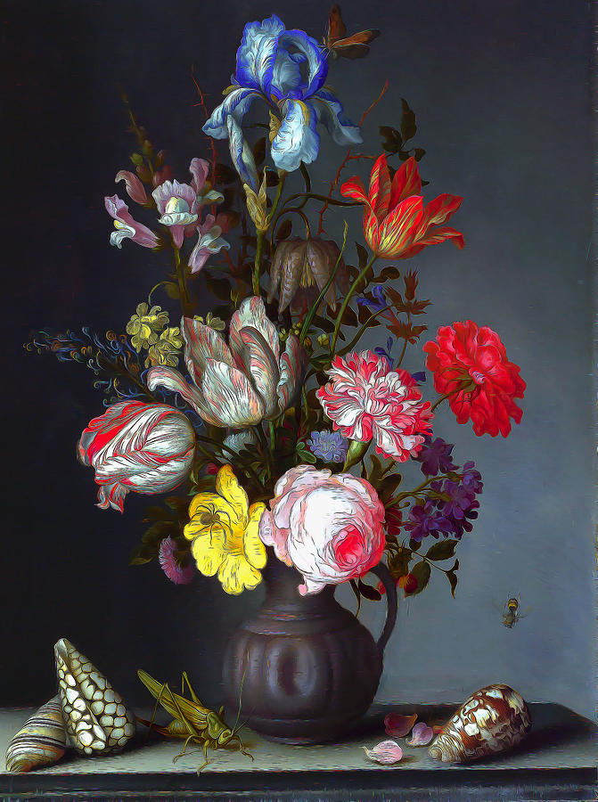 Still life 32 - flower in vase Painting by Balthasar van der Ast