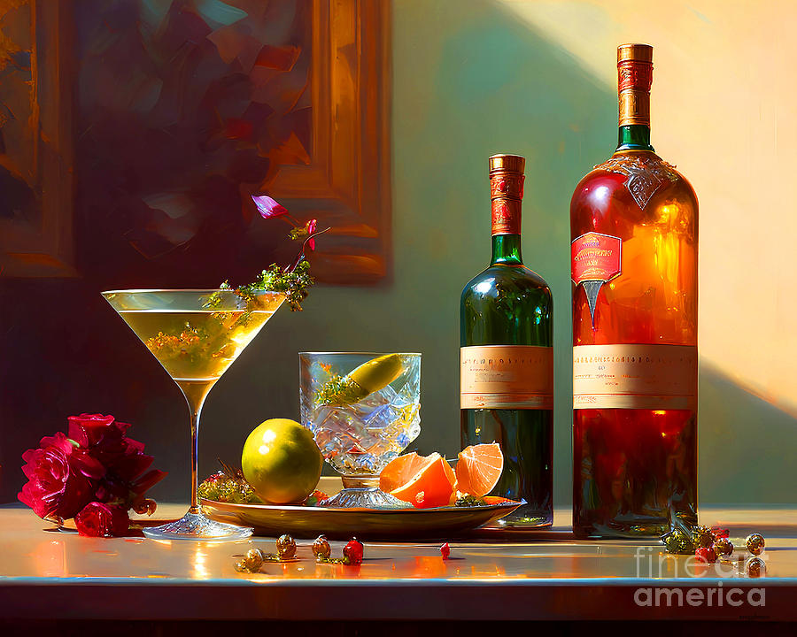 Still Life A Martini And Other Spirits 20230111e Mixed Media by Wingsdomain Art and Photography