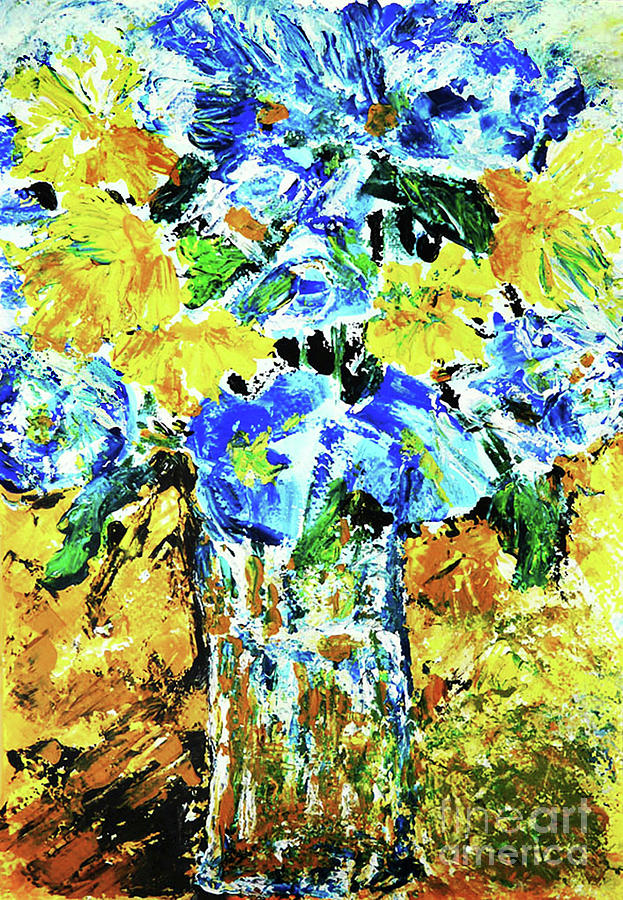Still Life Blue And Yellow  Painting by Jasna Dragun