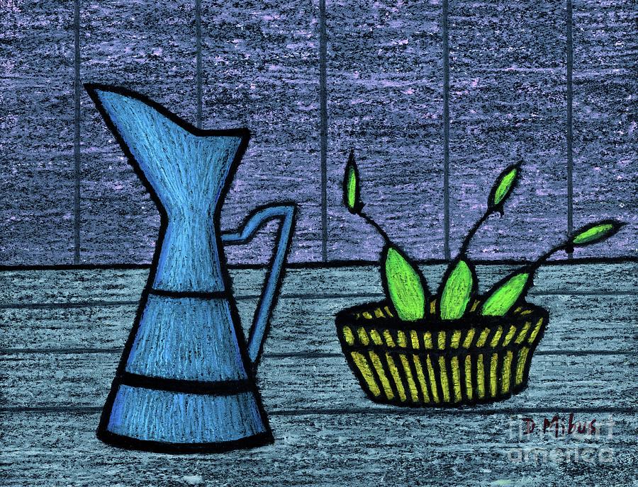Still Life Blue Pitcher Painting by Donna Mibus