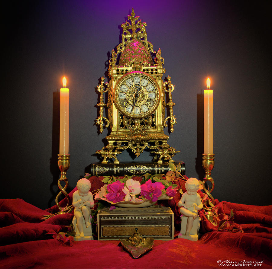 Still Life Clock and Candles Photograph by Alan Ackroyd