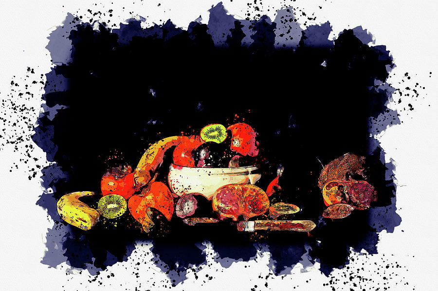 Still Life - Fruits 2, Watercolor, By Ahmet Asar Painting