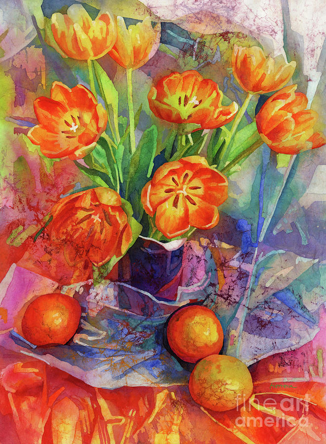 Tulip Painting - Still Life in Orange by Hailey E Herrera