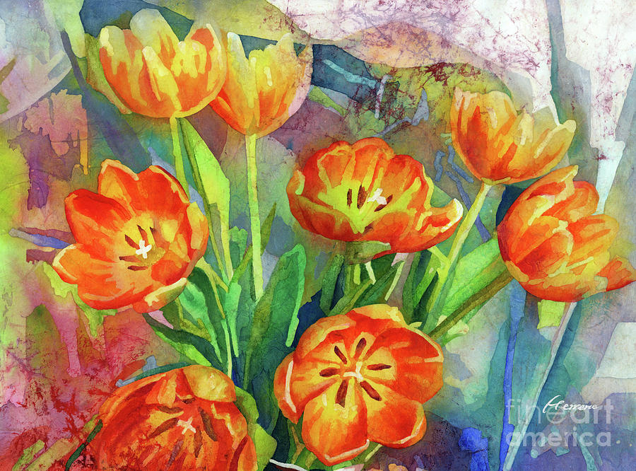 Still Life In Orange - Tulips Painting