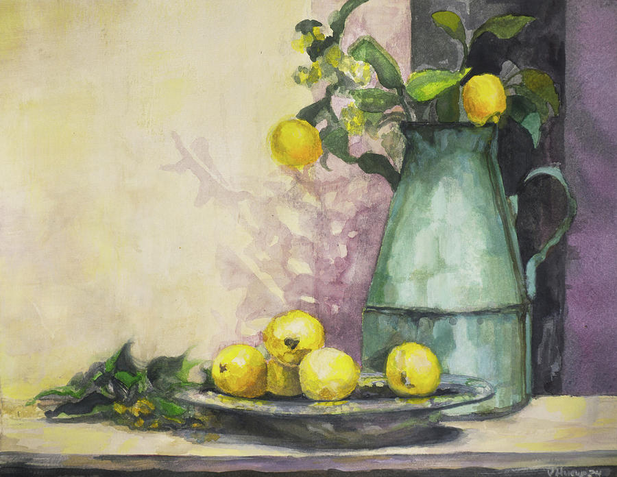 Still Life in Yellow 4 Painting by Veronica Huacuja