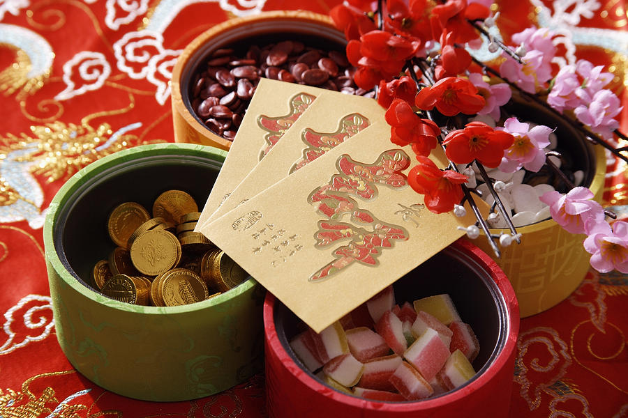 Still life of Chinese new year goodies Photograph by Asia Images