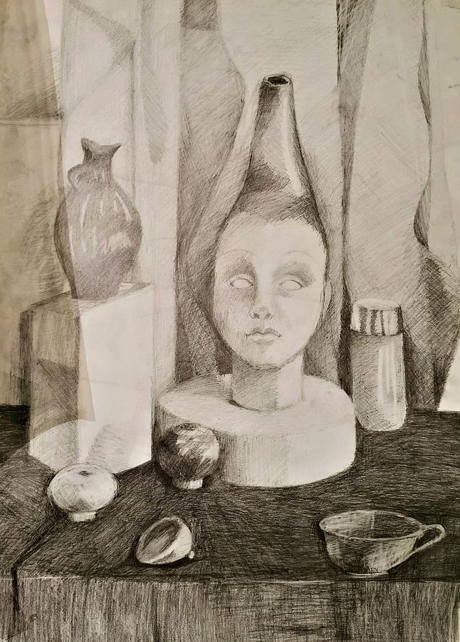 Head Still Life Drawing Drawing by Marta Pawlowski Fine Art America