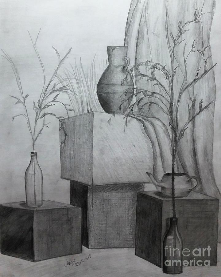 Pencil Drawing of White Still Life Objects - MS CHANG'S ART CLASSES