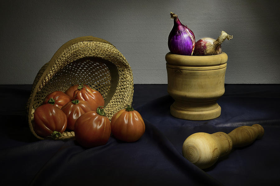 Still Life Red Tomato and purple onion Photograph by Loredana Gallo Migliorini