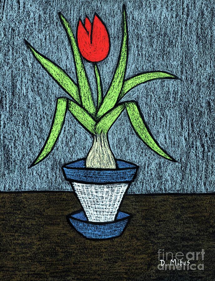 Still Life Red Tulip Painting by Donna Mibus