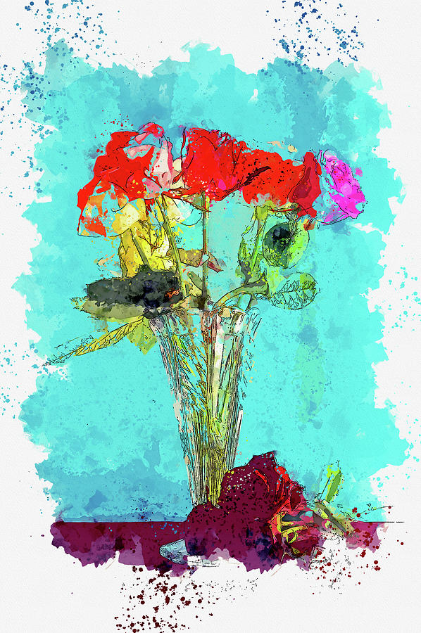 Still Life - Roses, Watercolor, By Ahmet Asar Painting