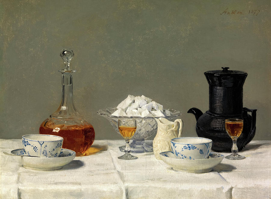 Albert Anker Painting - Still life, Tea, 1877 by Albert Anker