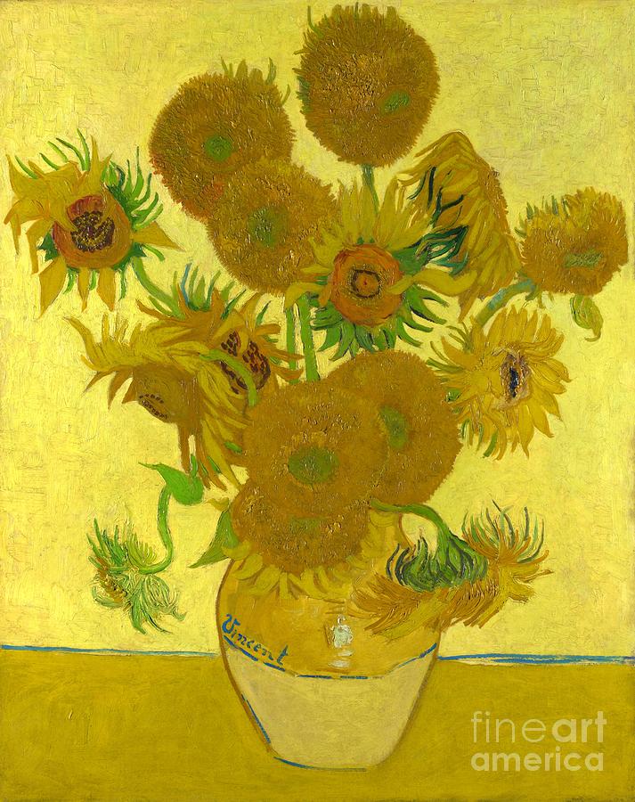 Vincent van Gogh - Vase with Fourteen Sunflowers Painting by Alexandra Arts