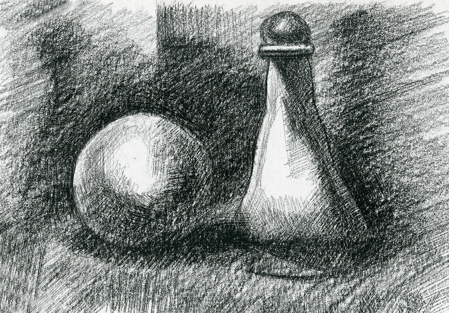 Still Life with a bottle and a sphere Drawing by Julius Arutyunian ...