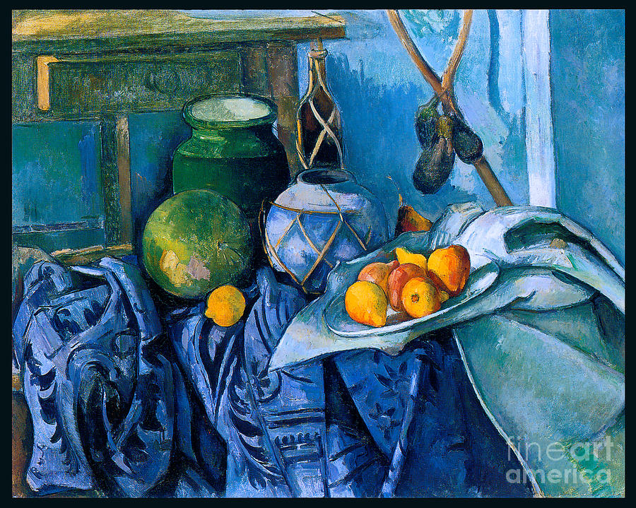Still Life with a Ginger Jar and Eggplants 1893 Painting by Paul Cezanne