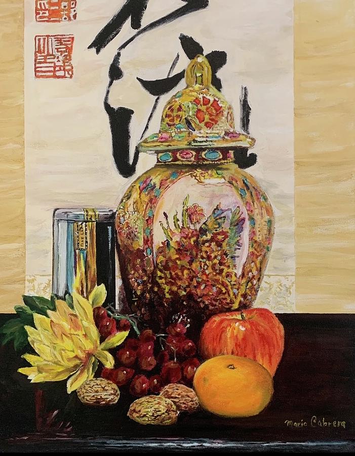 Still life with a Japanese accent Painting by Mario Cabrera