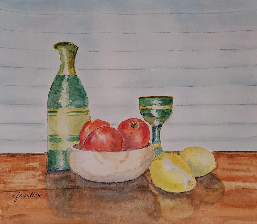 Still Life with Apples and Lemons Painting by Claudette Carlton