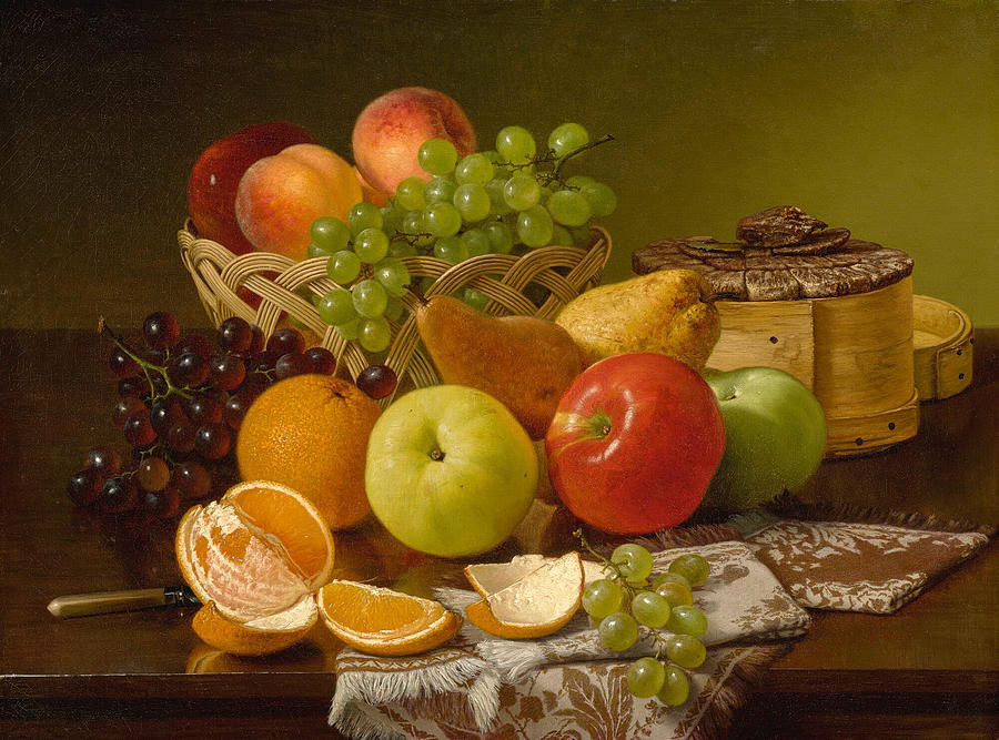 Still Life with Apples Grapes and other Fruit Painting by Robert Spear Dunning