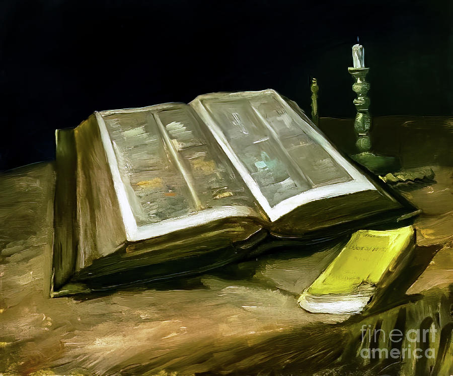 Still Life With Bible by Vincent Van Gogh 1885 Painting by Vincent Van Gogh
